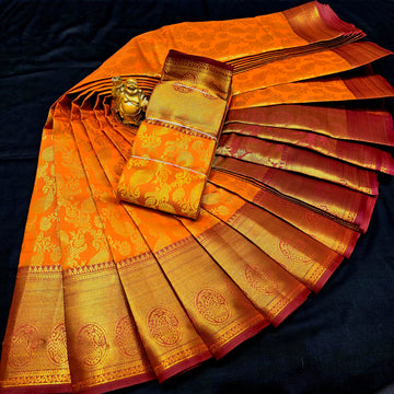 Orange Tissue Bridal Saree