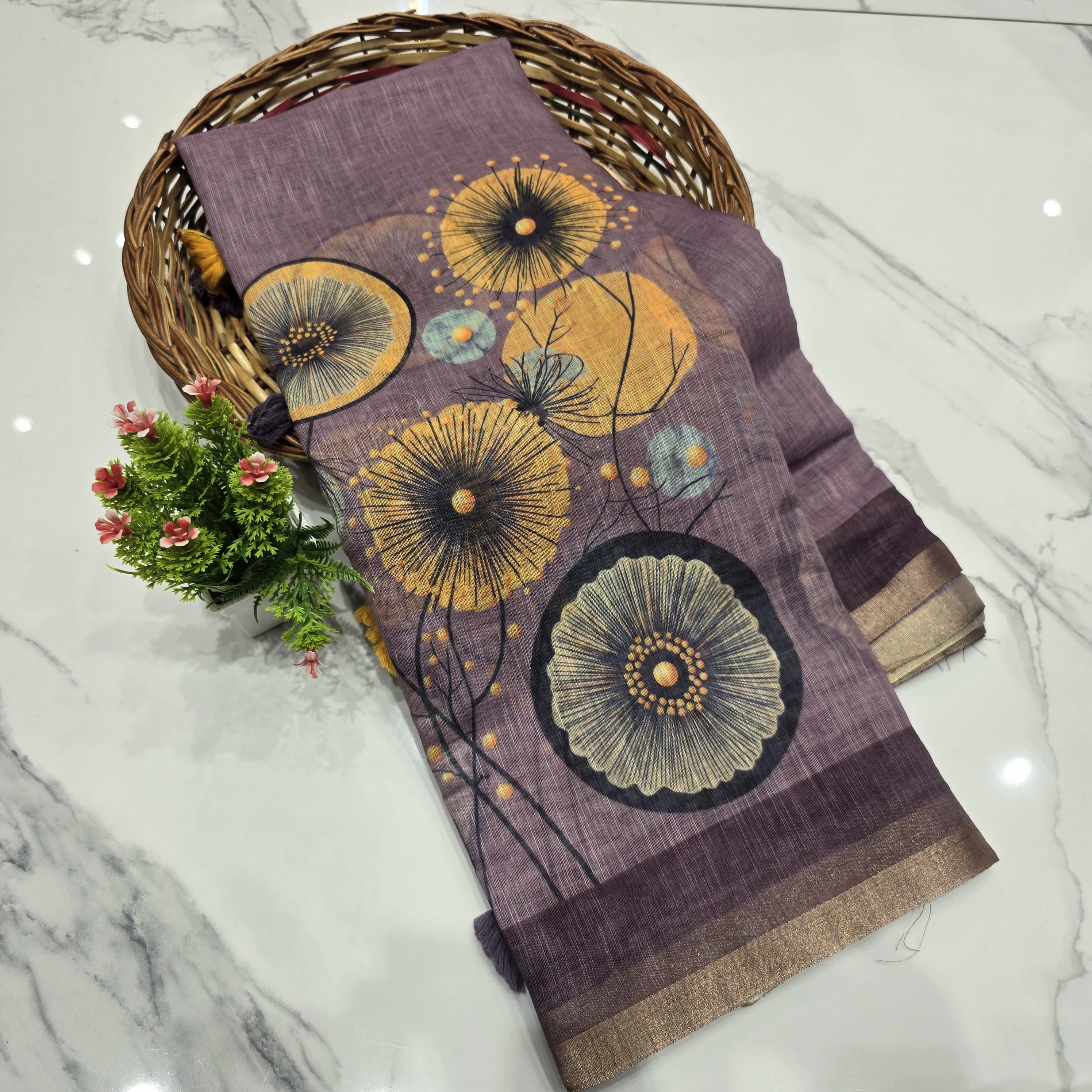 Premium Linen Cotton Saree
