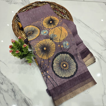Premium Linen Cotton Saree