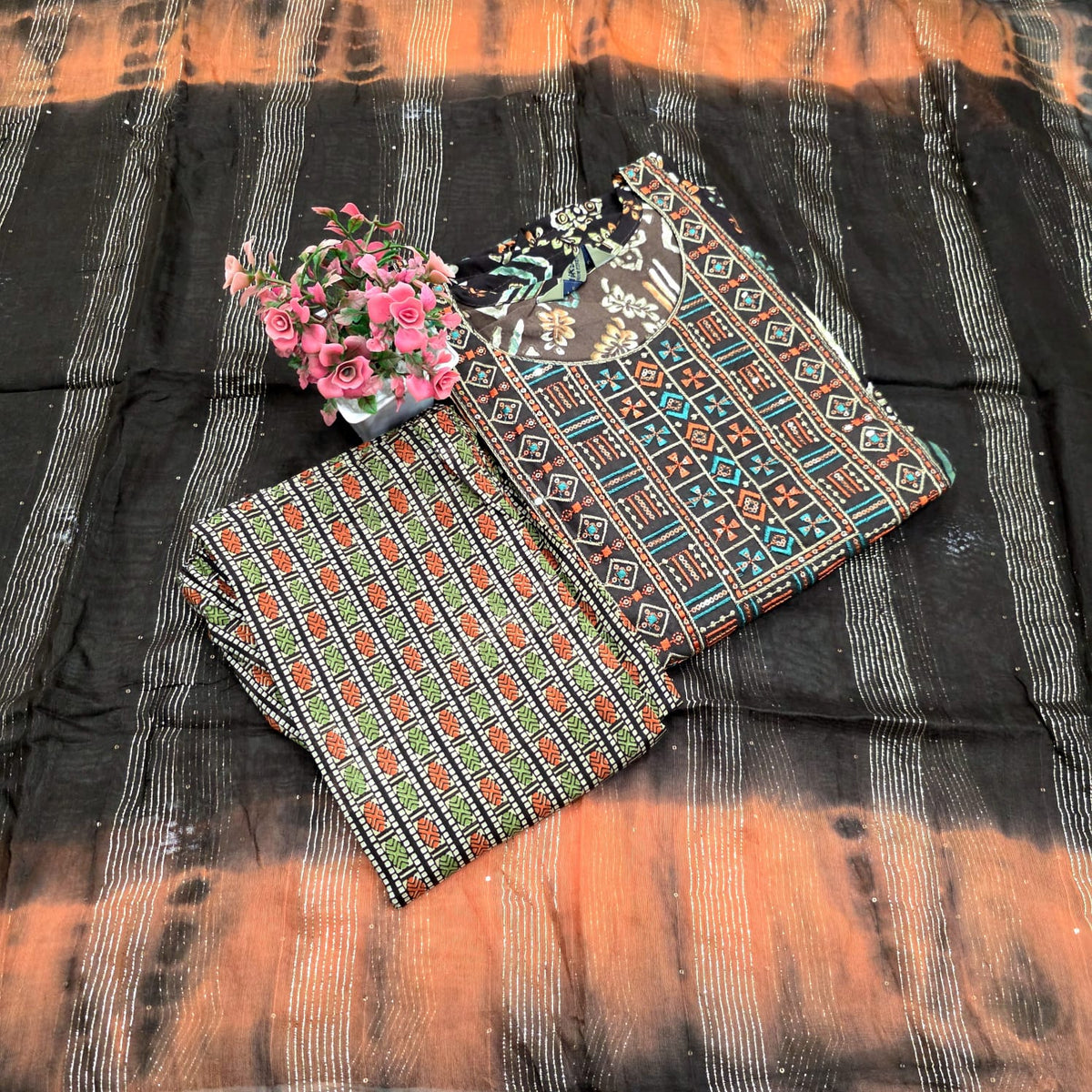 Embroidered Cotton Chudi Set