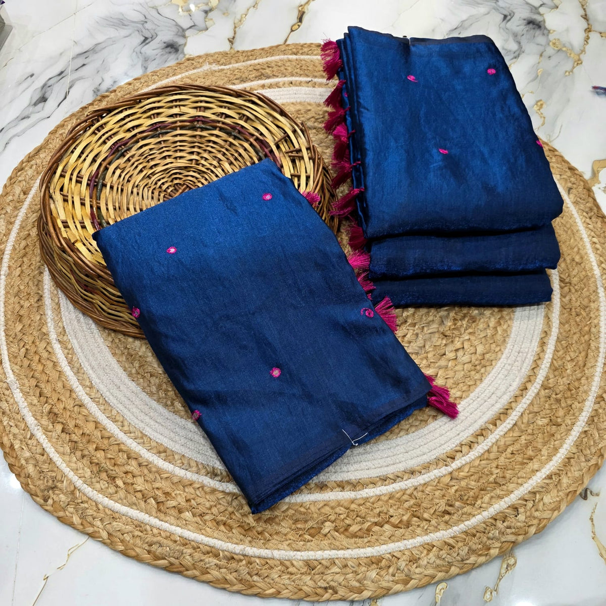 Space Silk Mirror Work Saree