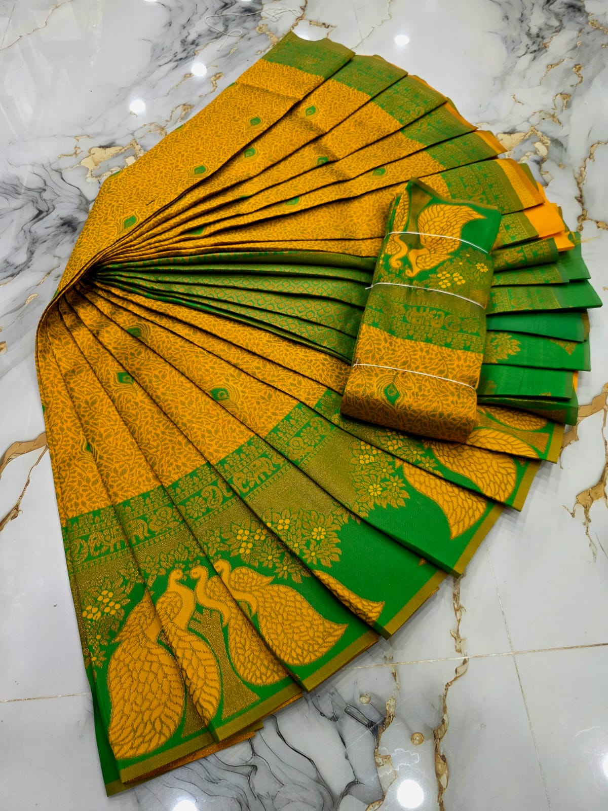 Peacock Feather Butta Design Silk Saree