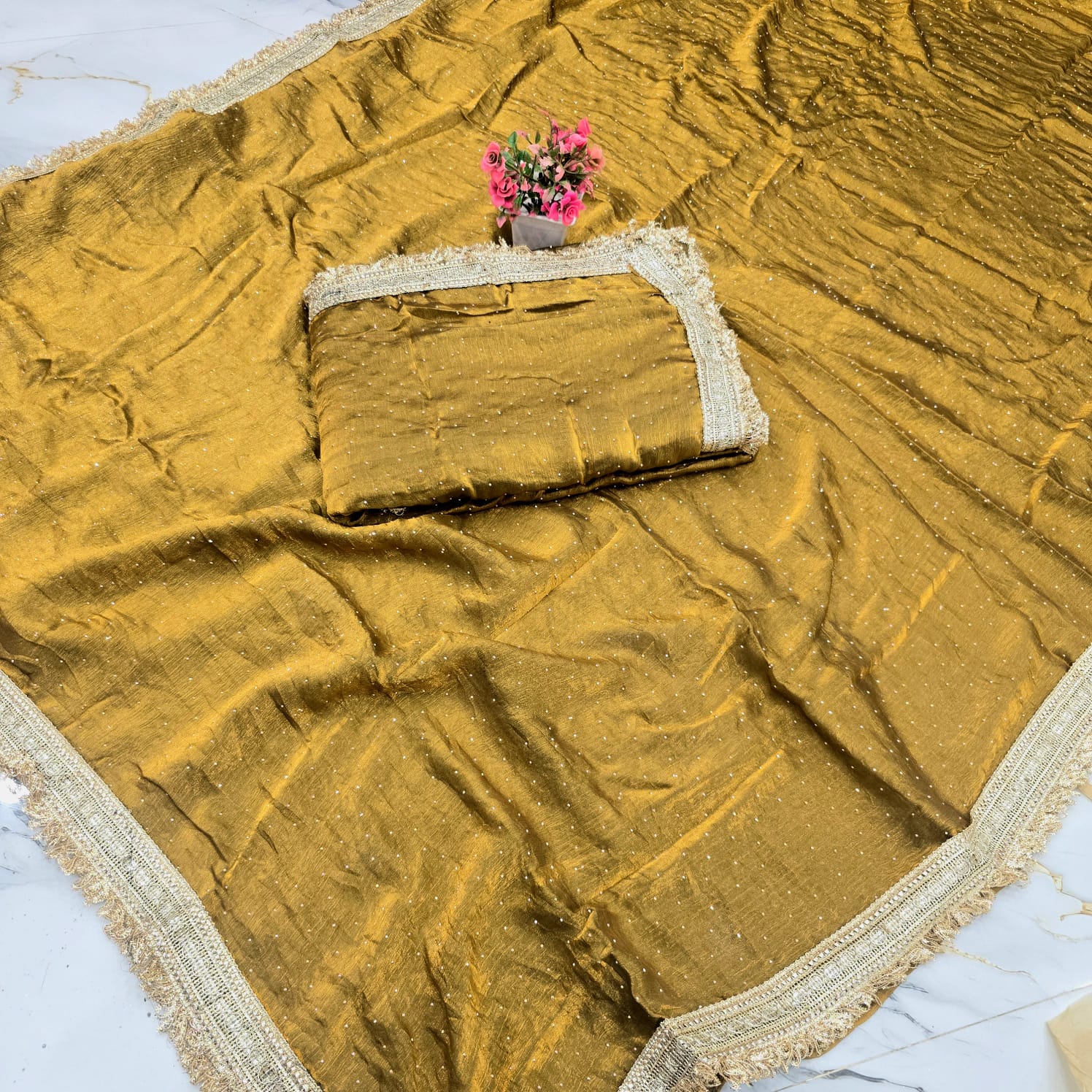 Space Silk Saree with Stone Work