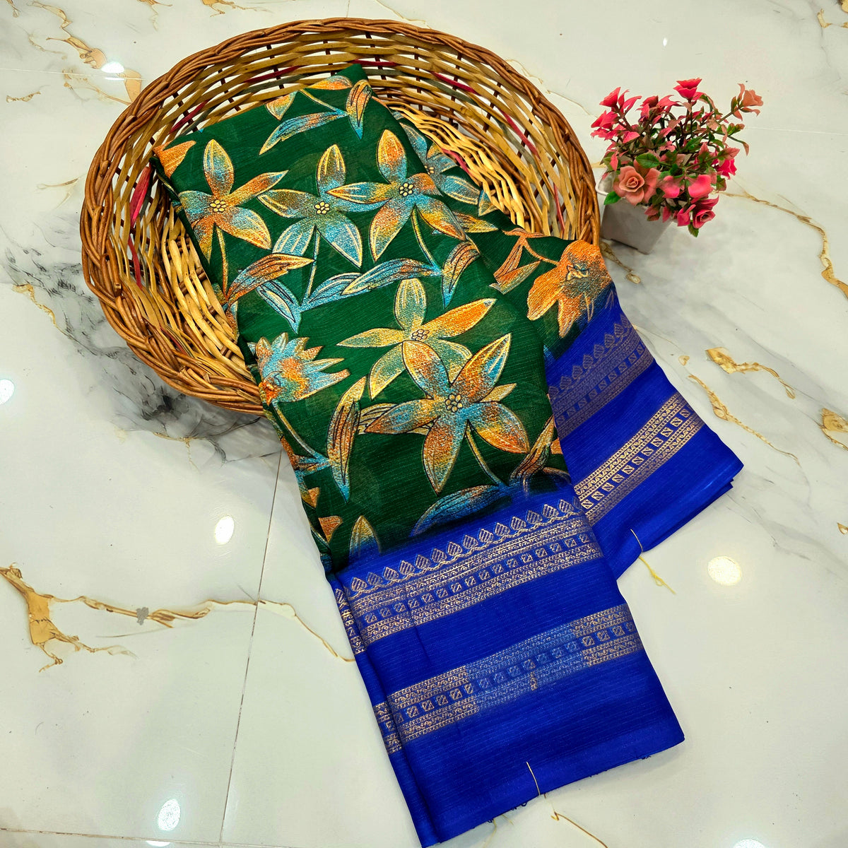 Diwali Special Foil Printed Silk Saree