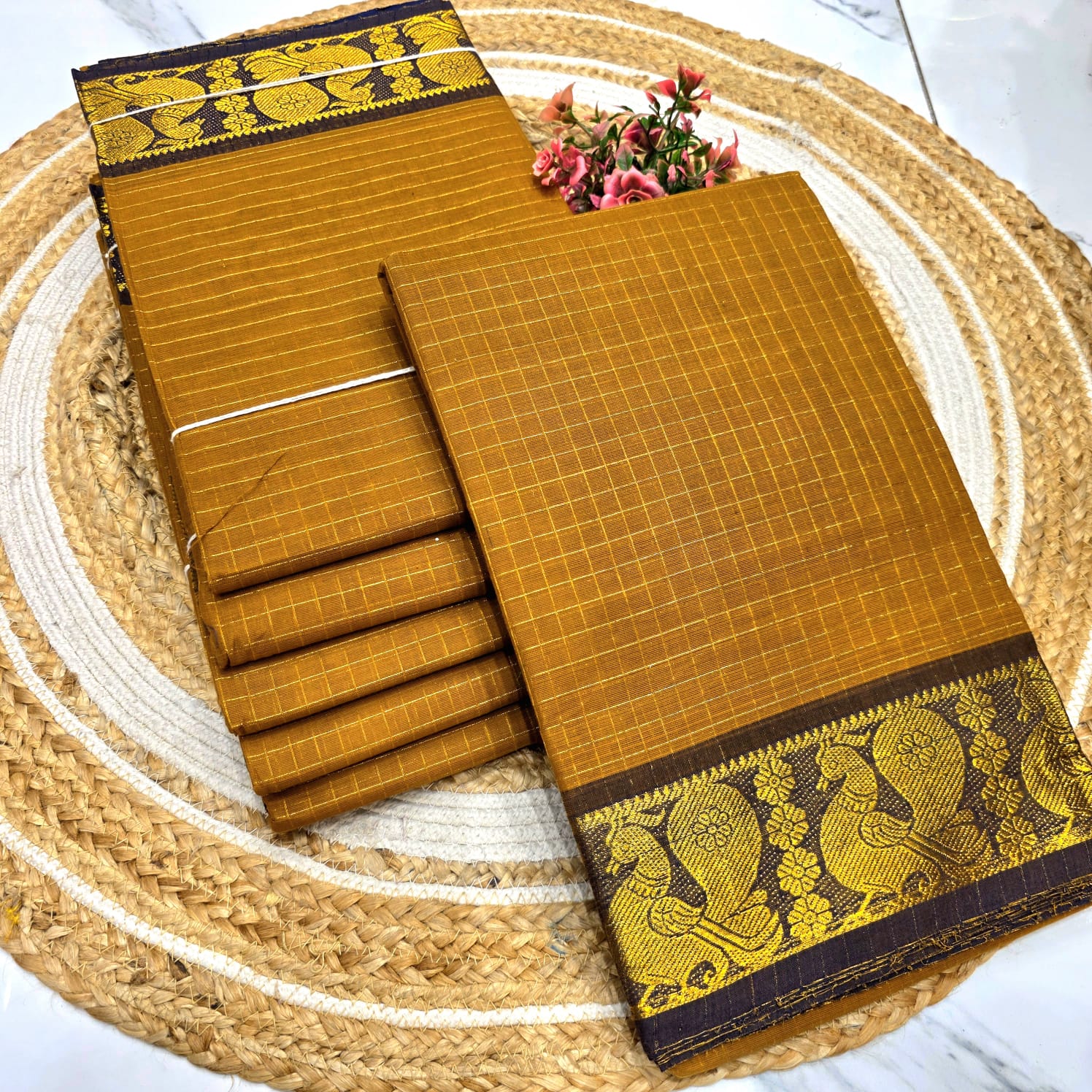 Pure Checked Cotton Saree