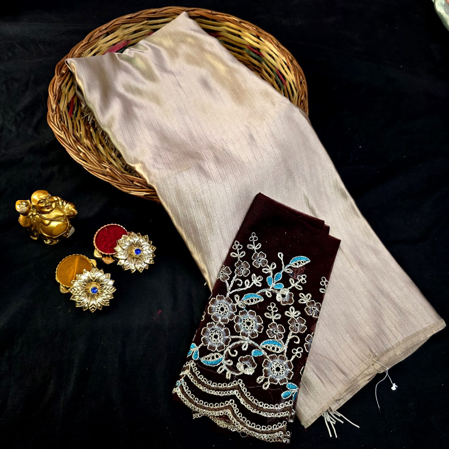 Satin Blouse work Saree