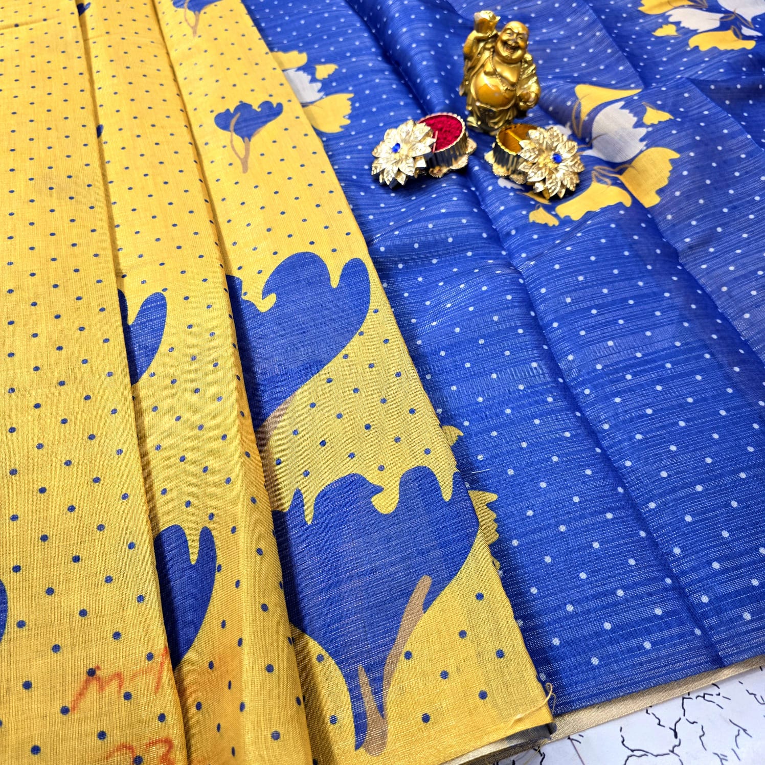 Premium Floral Linen Cotton Saree