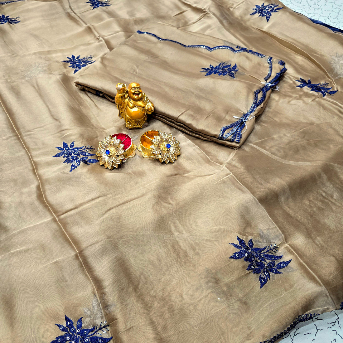 Elegant Georgette Embroidery Work Saree