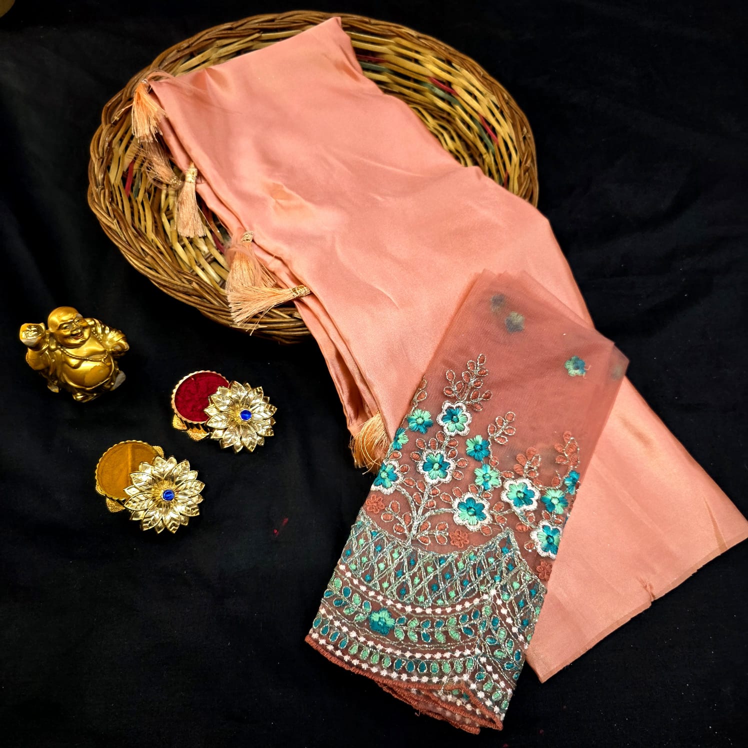Satin Blouse work saree