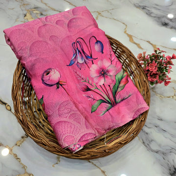 Digital Crush Type Silk Saree ( Same Colour Only Dispatch