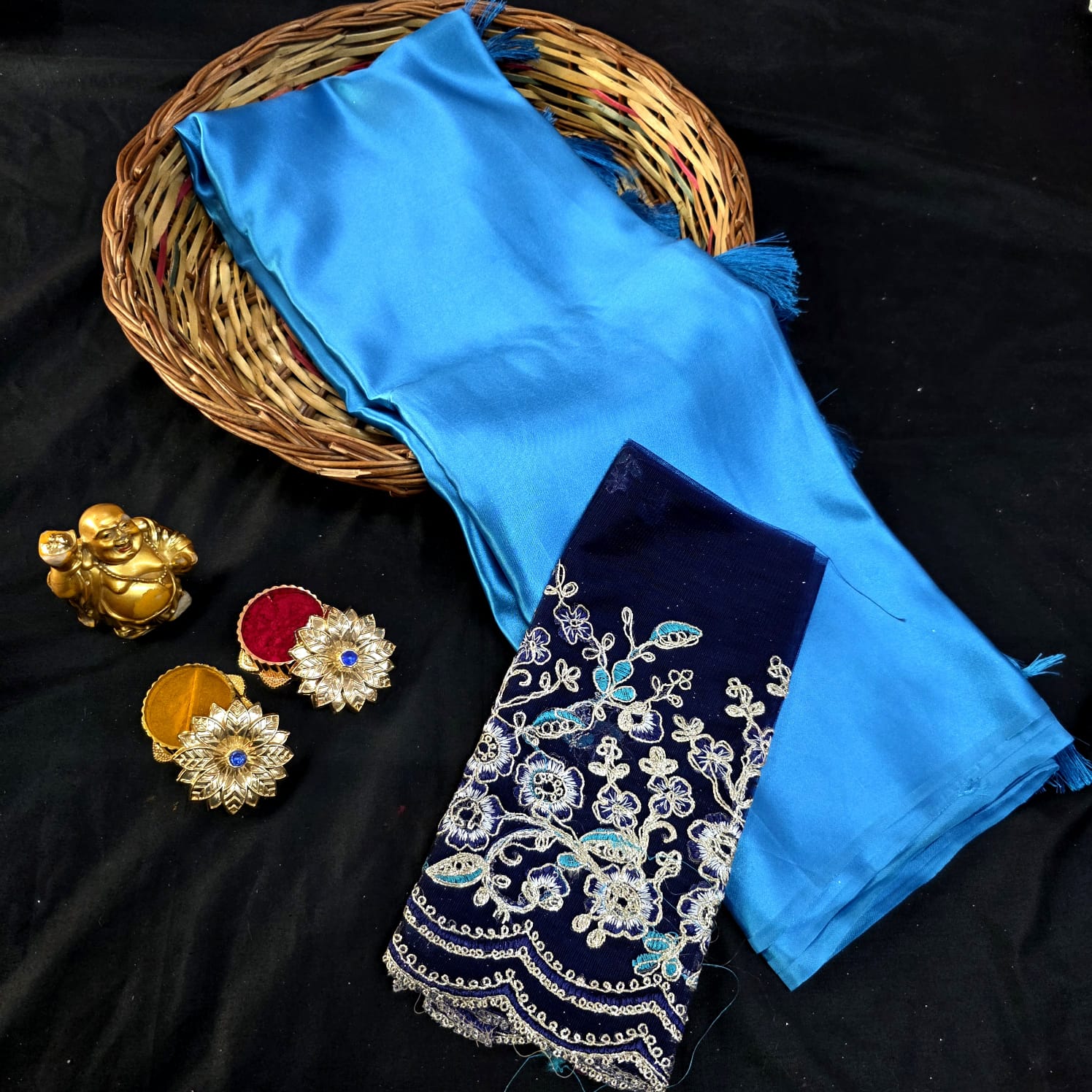 Satin Blouse work Saree