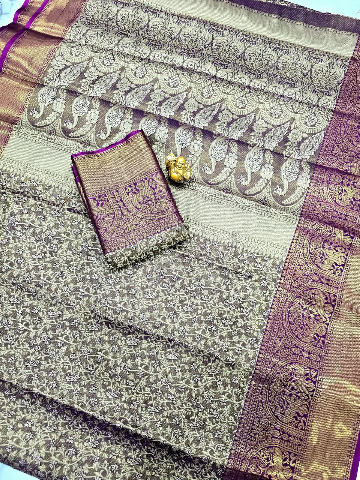 One Gram Gold Saree with Contrast Border