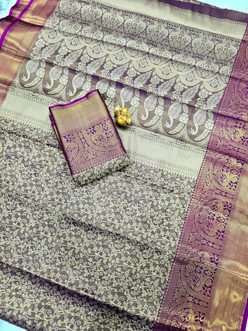 One Gram Gold Saree with Contrast Border