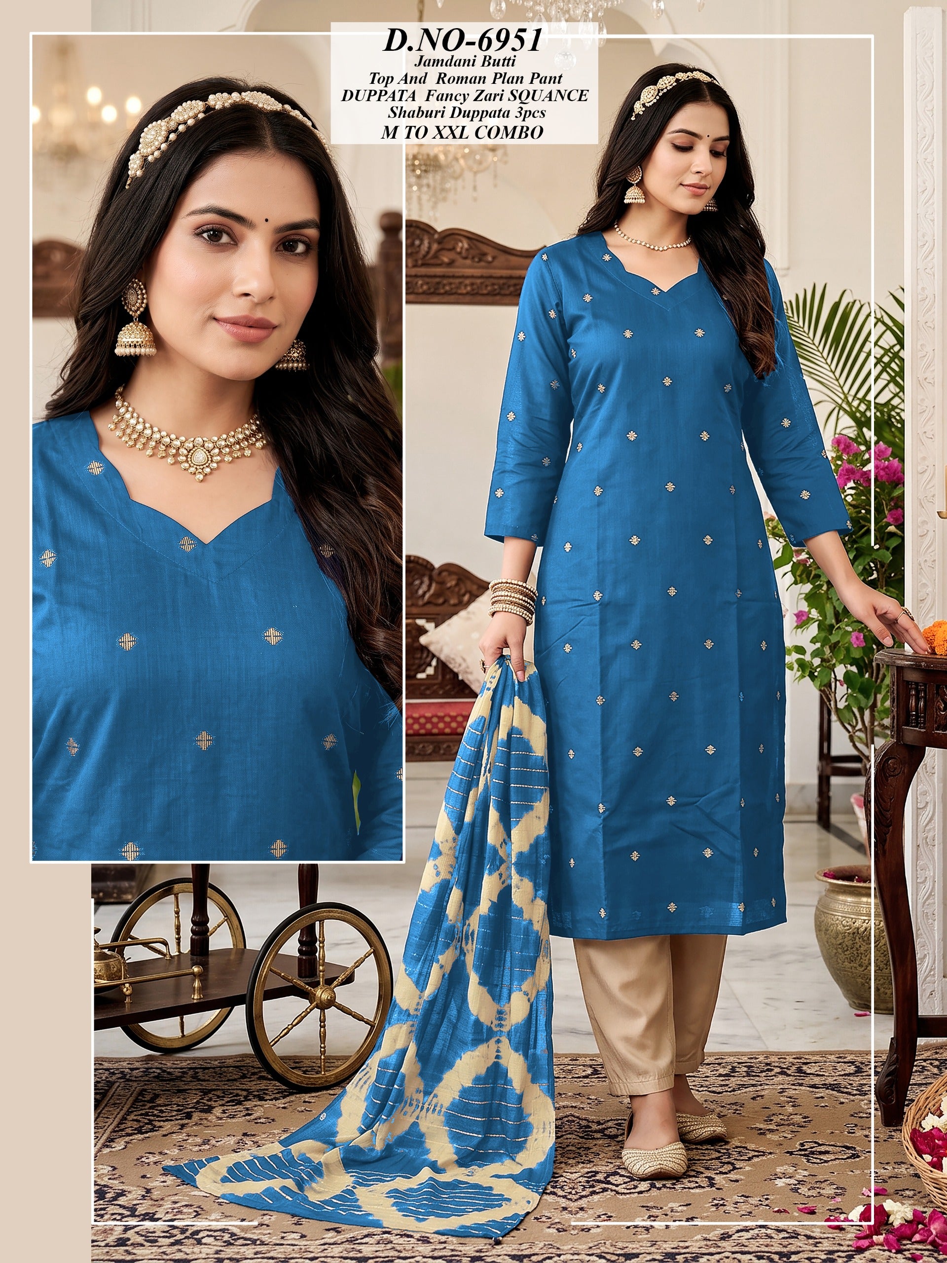 Jamdani Butti 3-Pcs Kurti Set