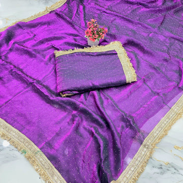 Space Silk Saree with Stone Work