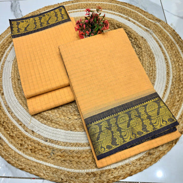 Pure Checked Cotton Saree