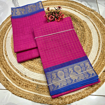 Pure Checked Cotton Saree