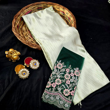 Satin Blouse work Saree