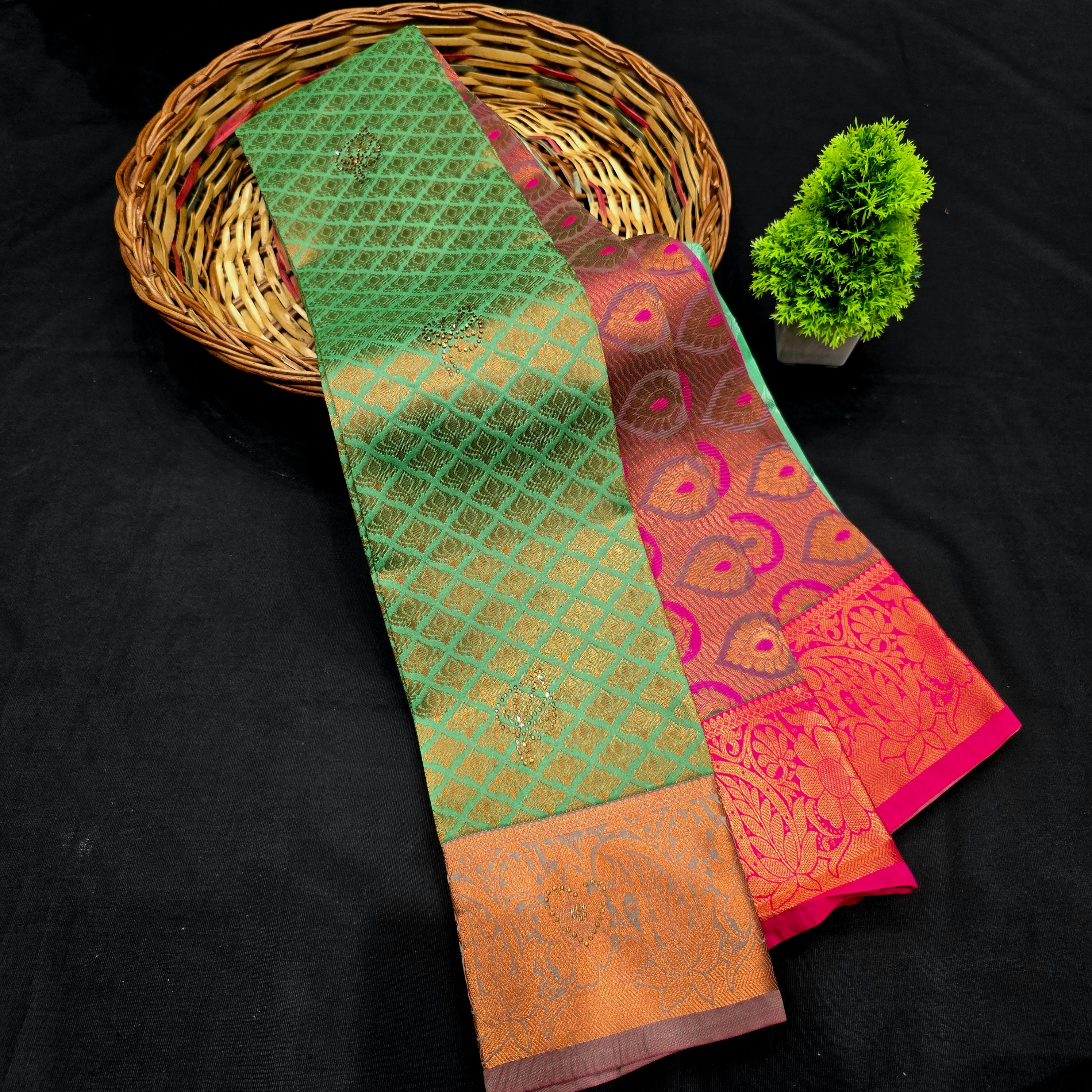 All Self Bridal Saree without Stone