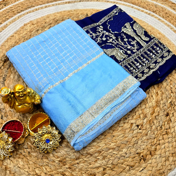 Georgette Blouse Work Saree