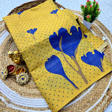 Premium Floral Linen Cotton Saree