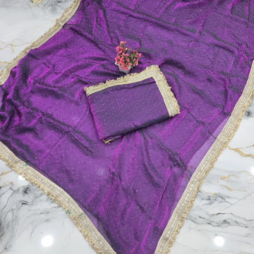 Space Silk Saree with Stone Work