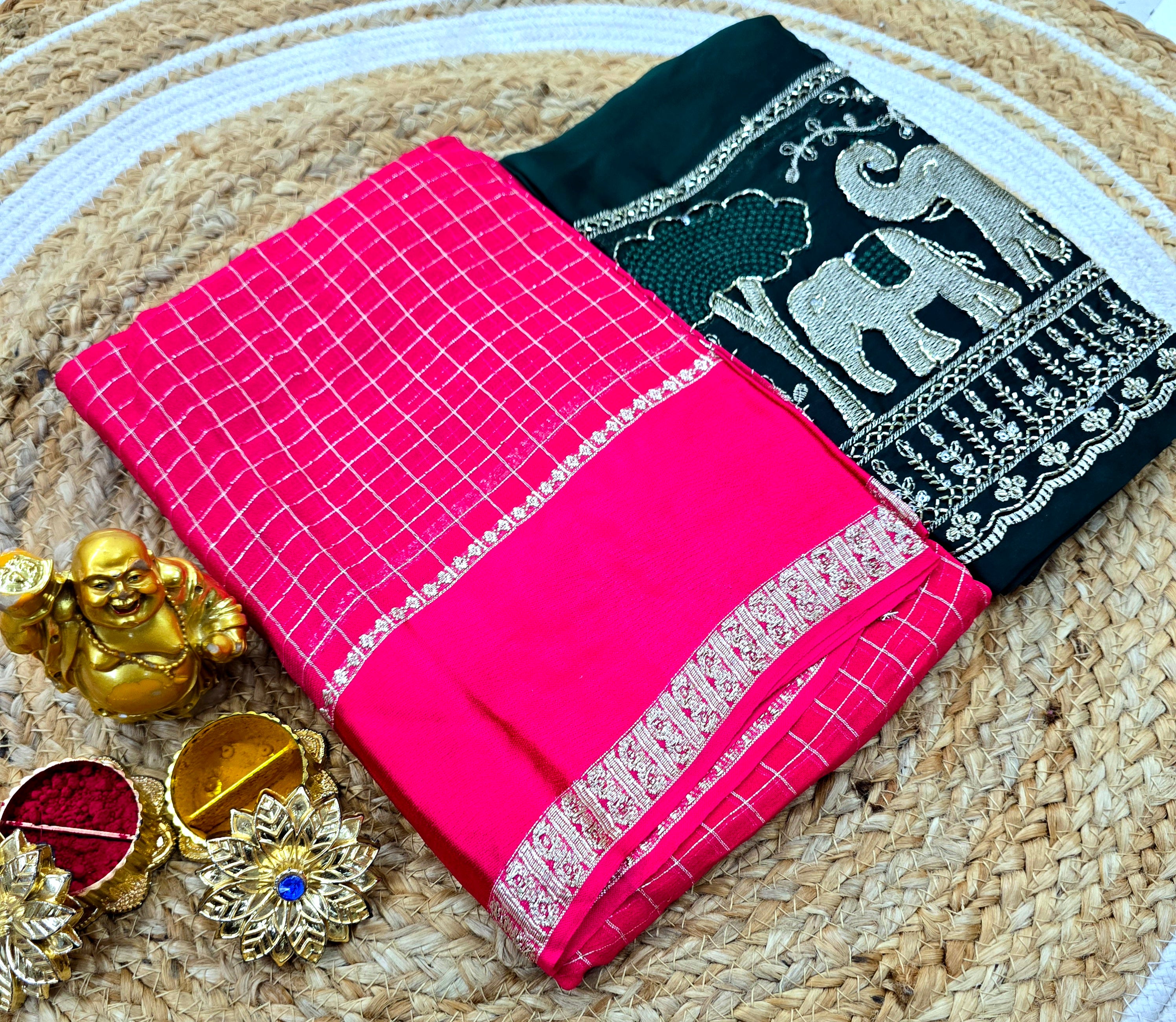 Georgette Blouse Work Saree