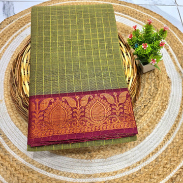 Pure Checked Cotton Saree