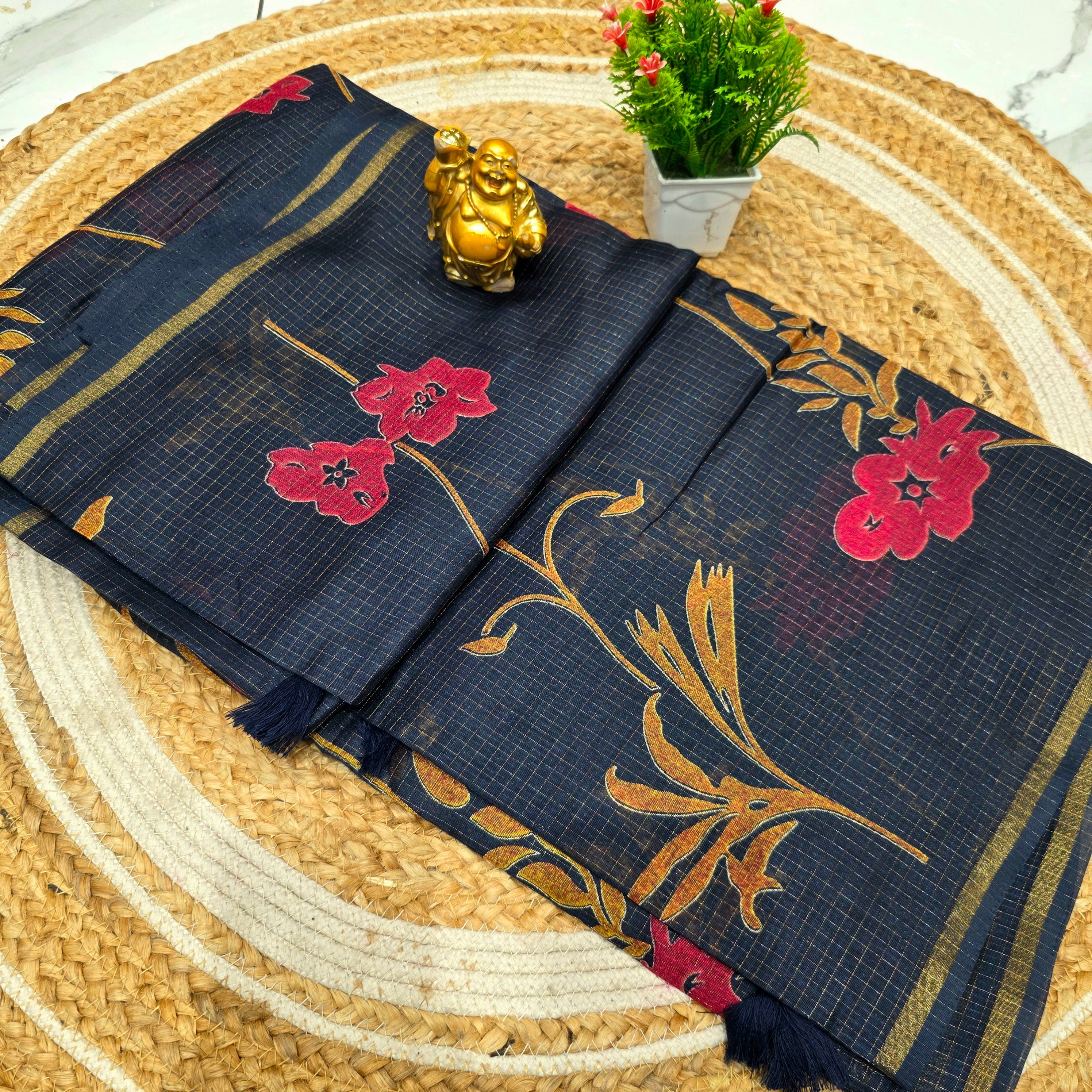 Bird Print Cotton Saree