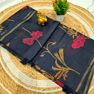 Bird Print Cotton Saree
