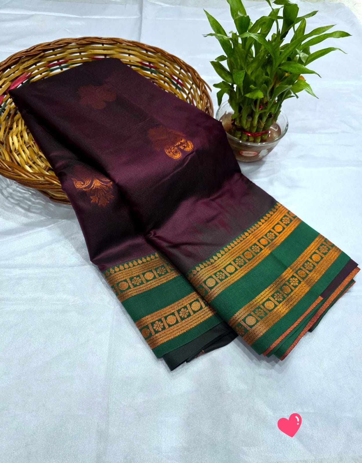 Luxury Golden Zari Soft Silk - Wine