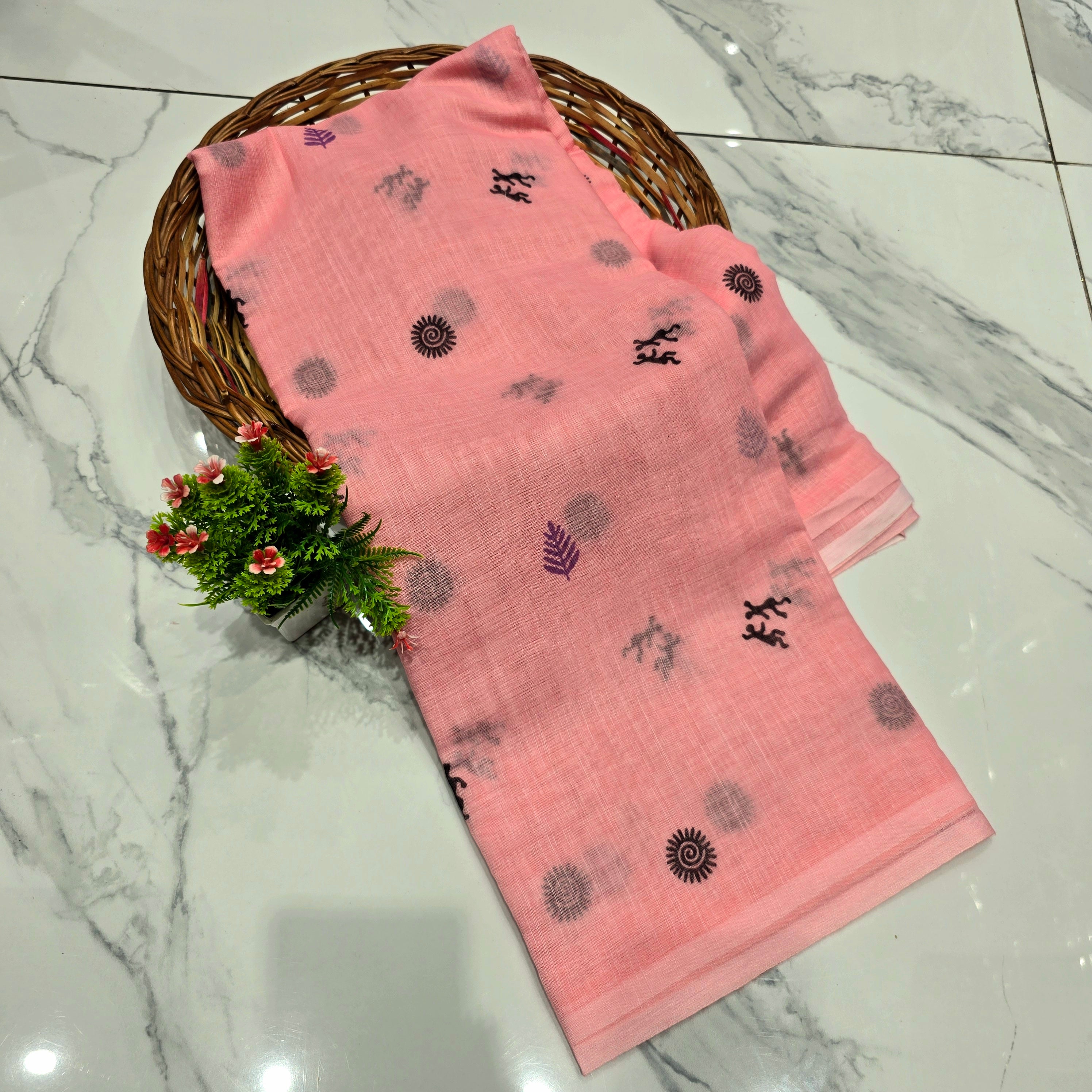 Tribal Print Linen Cotton Saree