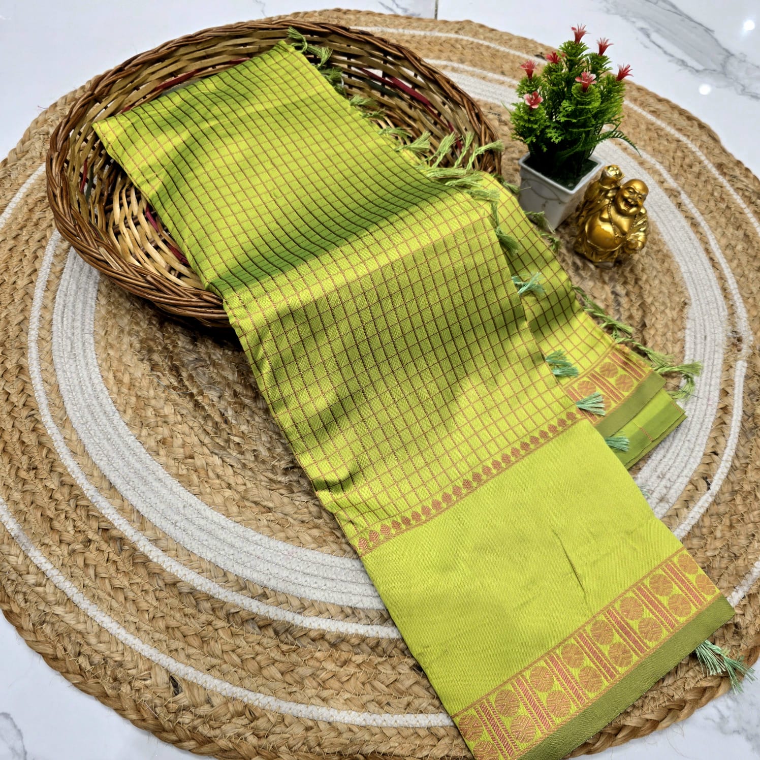 Elegant Checked Silk Saree