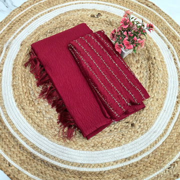 Diwali Special Crush Saree with Aari work blouse