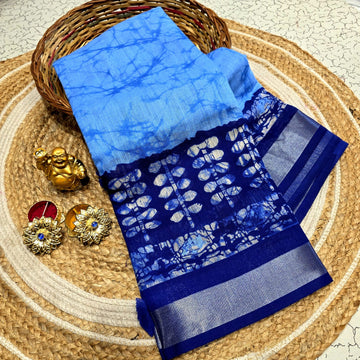 Elegant Batik Cotton Silk Saree