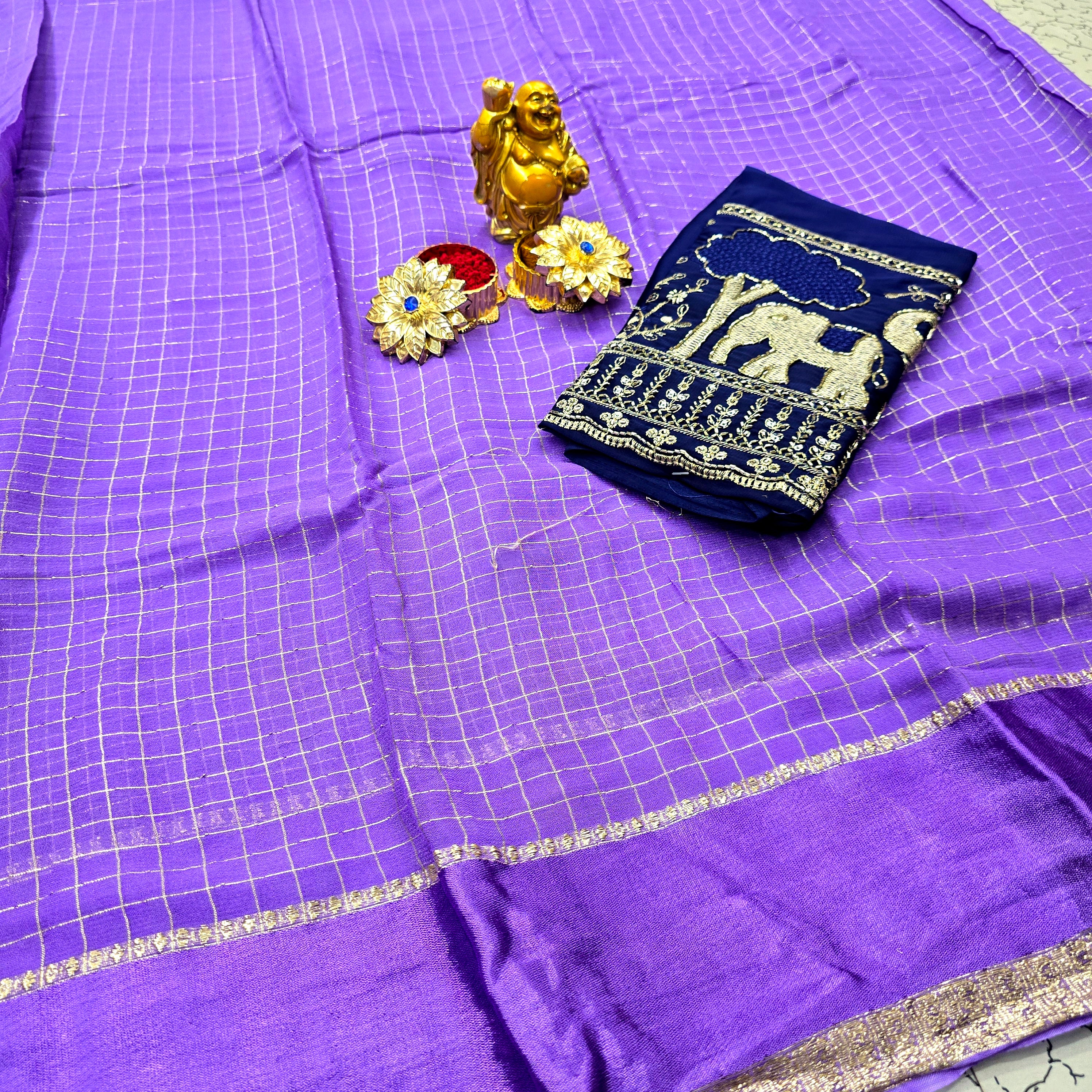 Georgette Blouse Work Saree