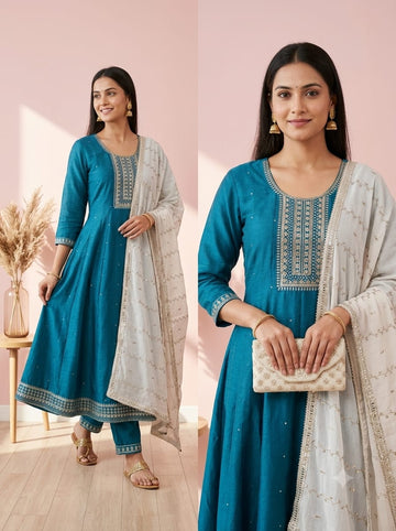 Jamdani 3-Pcs Kurti Set