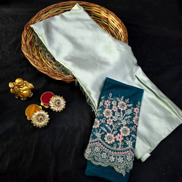Satin Blouse work Saree