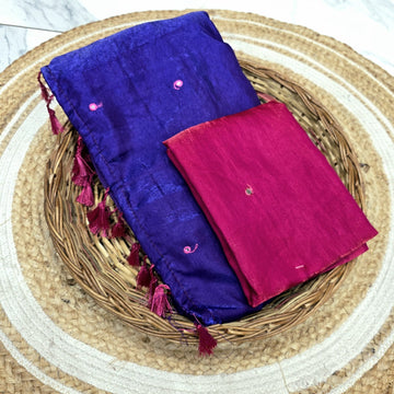 Mirror Saree With Contrast blouse