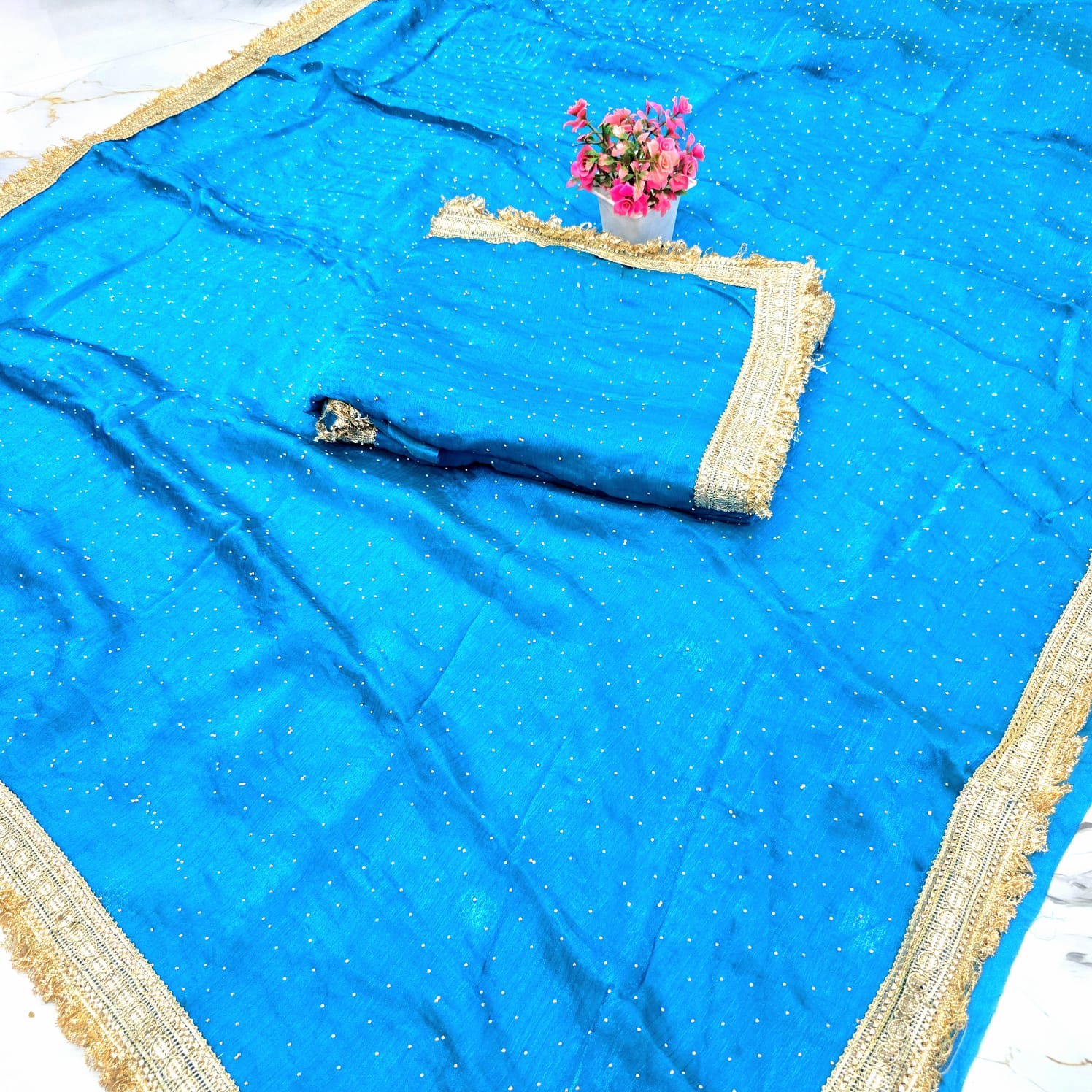 Space Silk Saree with Stone Work