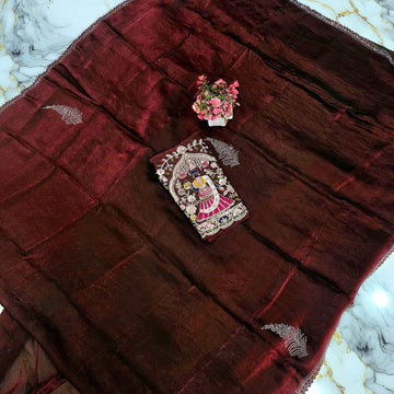 Party Wear Embroidered Space Silk Saree
