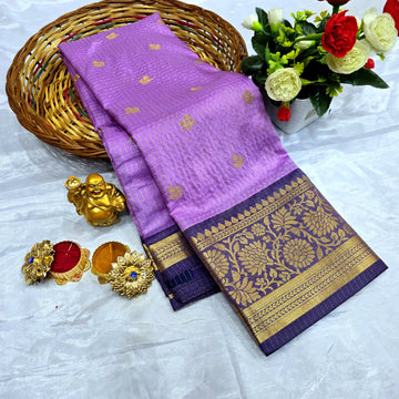Traditional checked Zari Work Saree