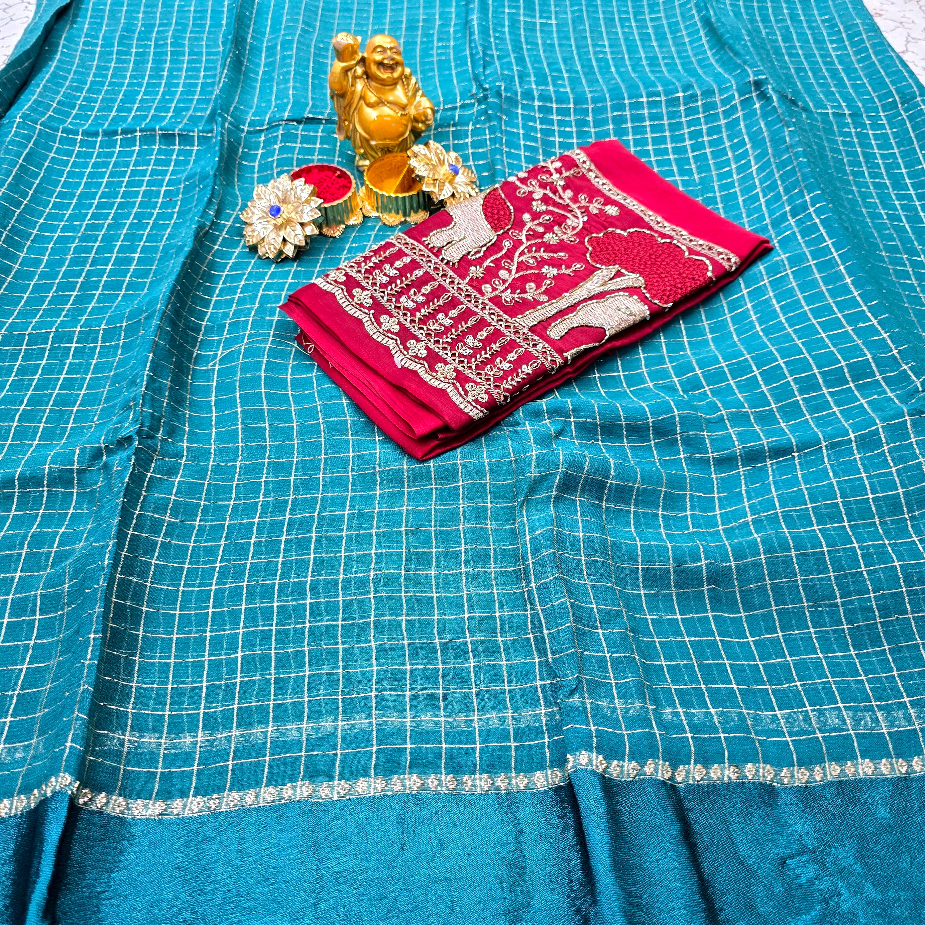 Georgette Blouse Work Saree