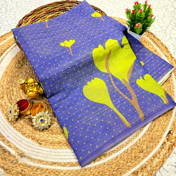Floral Printed Linen Cotton Saree