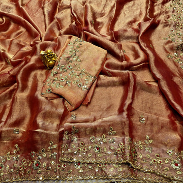 Premium Embroidery Space Silk Saree