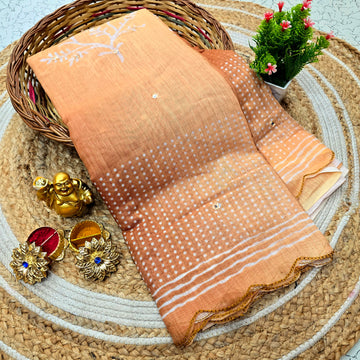 Soft Linen cotton Mirror work Saree