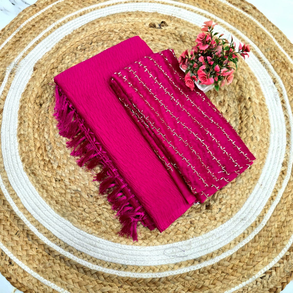 New Crush Type Saree With Aari Work Blouse
