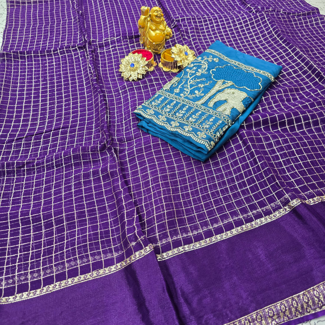 Georgette Blouse Work Saree