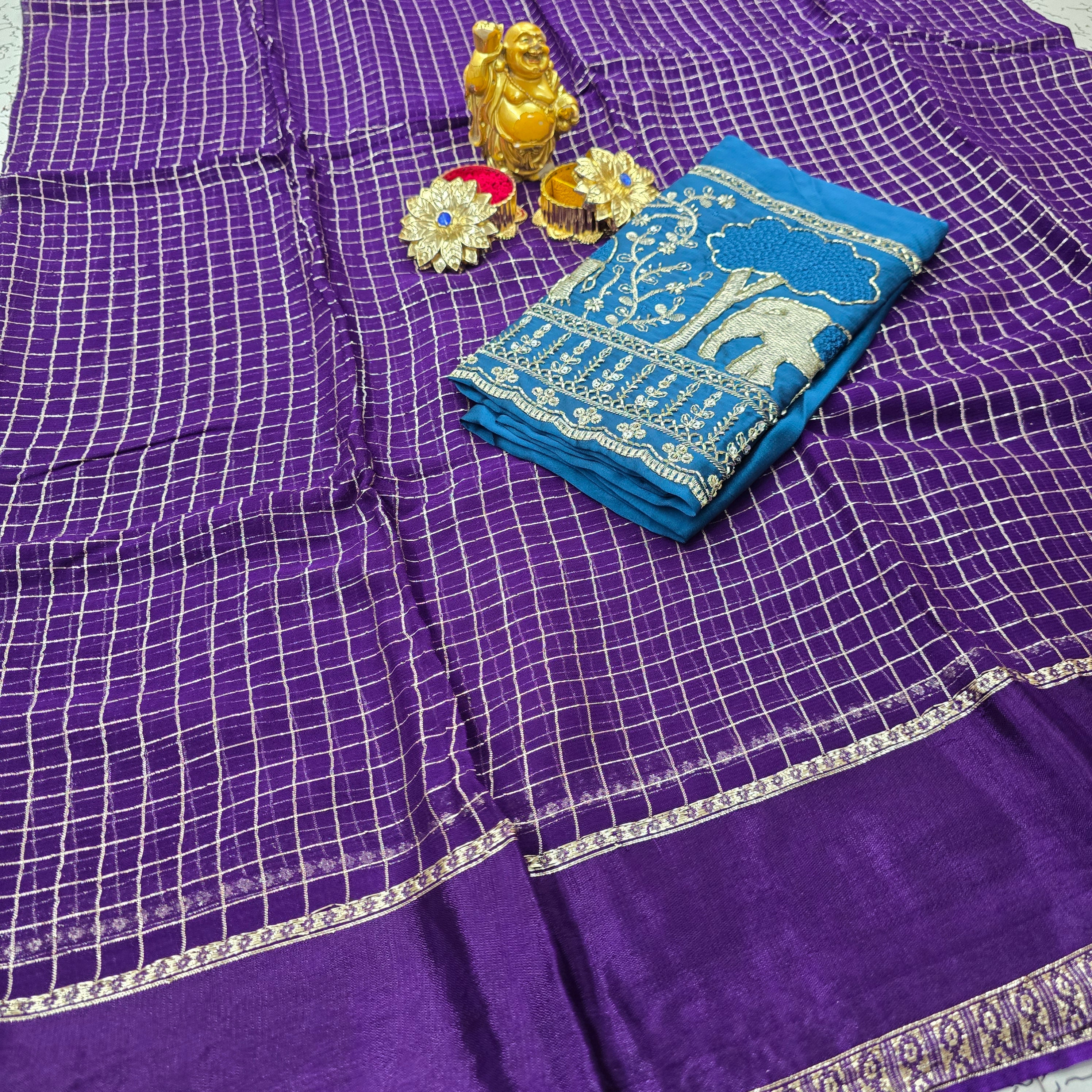 Georgette Blouse Work Saree