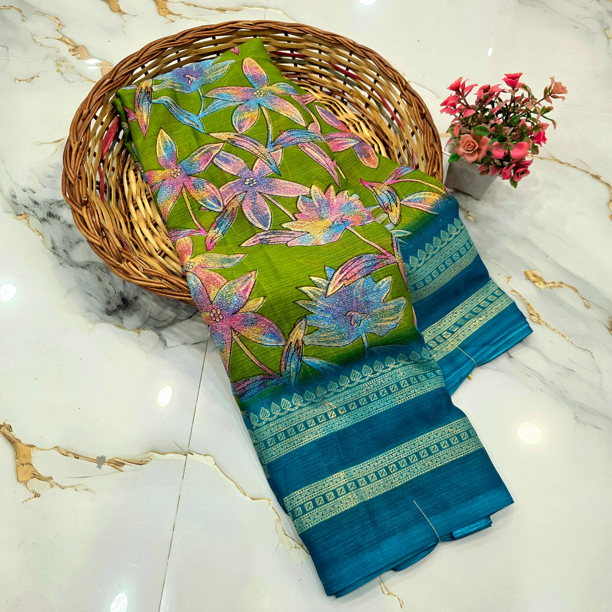Diwali Special Foil Printed Silk Saree